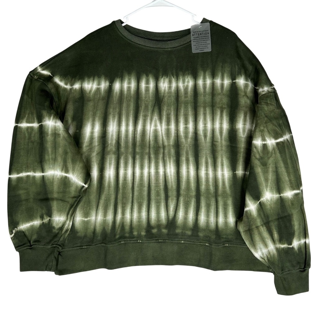 Like Love Green and White Tie Dye Oversized Sweatshirt‎ Women's Size Medium NWOT